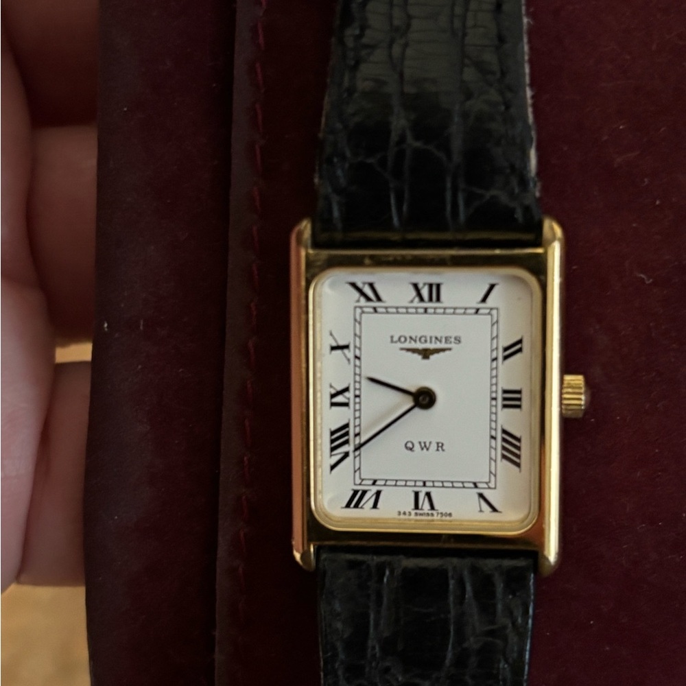 Longines Gold Case with Black Strap Ladies Watch